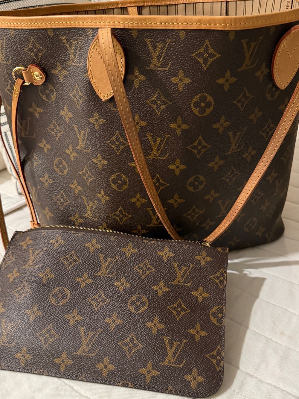 Louis Vuitton Monogram Canvas Neverfull Tote with Removable Pouch - Brown